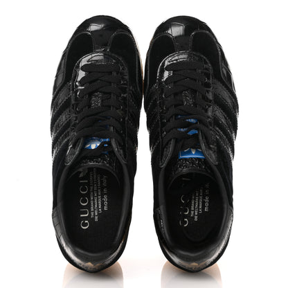Gucci X ADIDAS Velvet Crocodile Embossed Gazelle Wedge Sneakers 36.5 Black 2 of 9