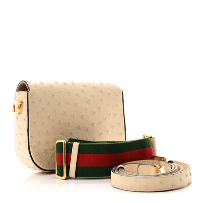 Gucci Ostrich Medium Horsebit 1955 Shoulder Bag White 3 of 12