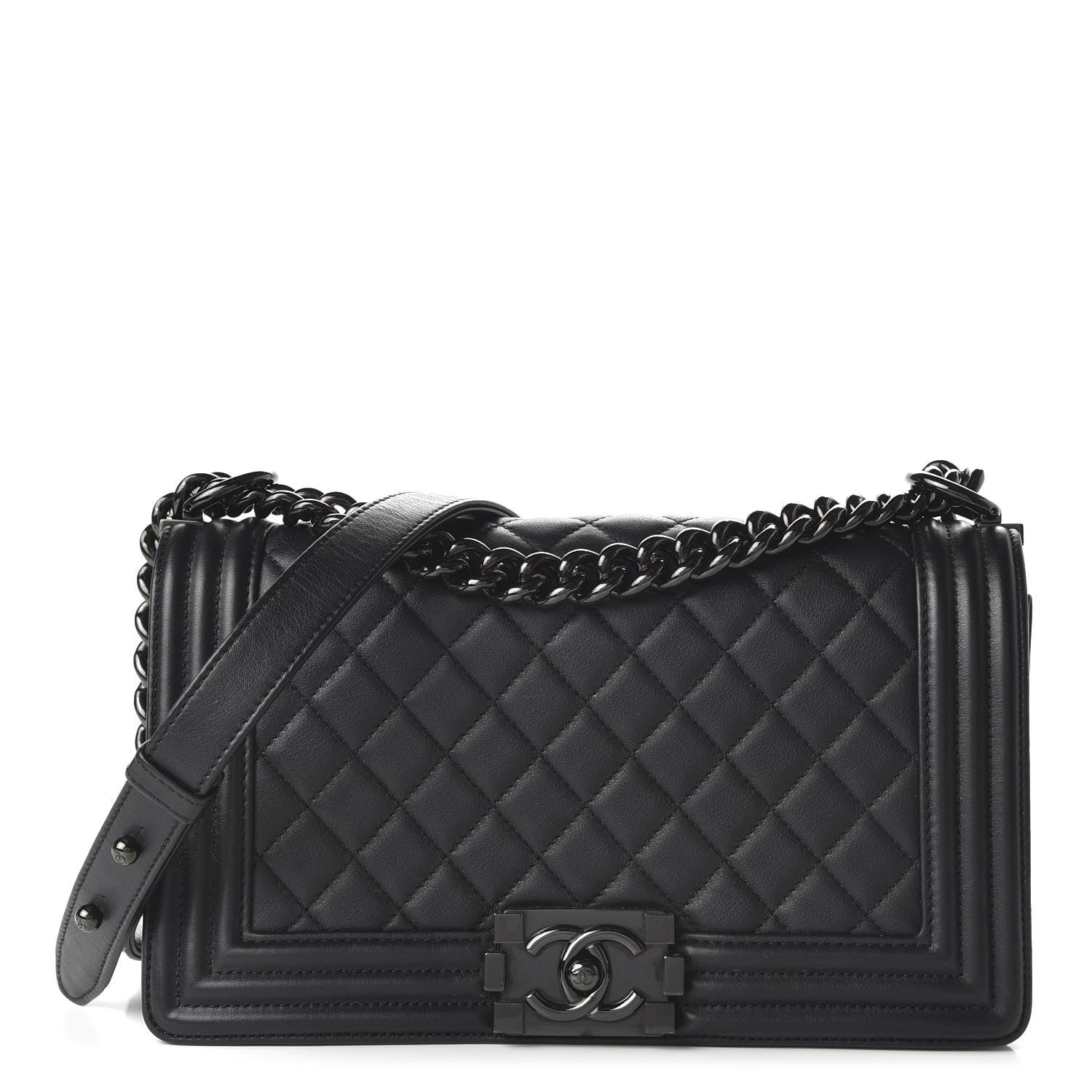 Chanel Calfskin Quilted Medium Boy Flap So Black 1 of 11