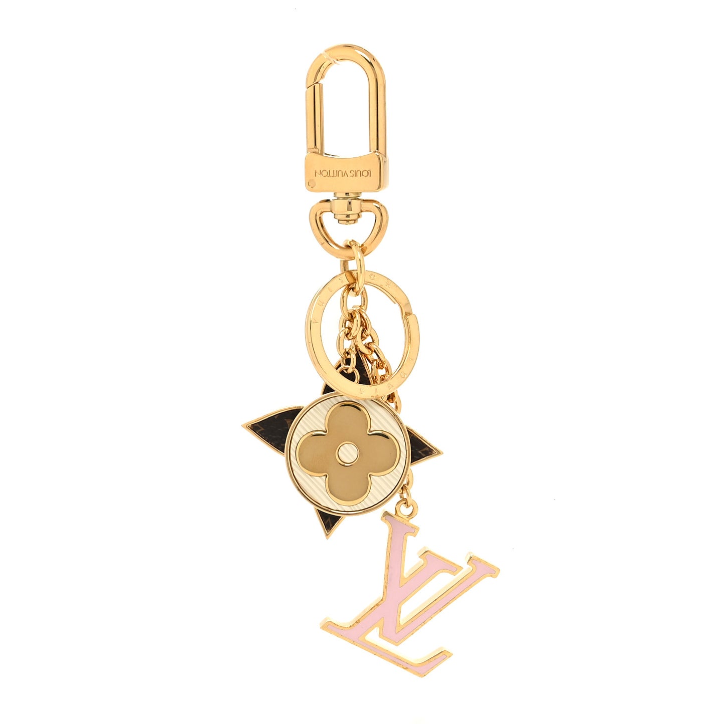 Metal Monogram Epi Spring Street Bag Charm Key Holder Gold
