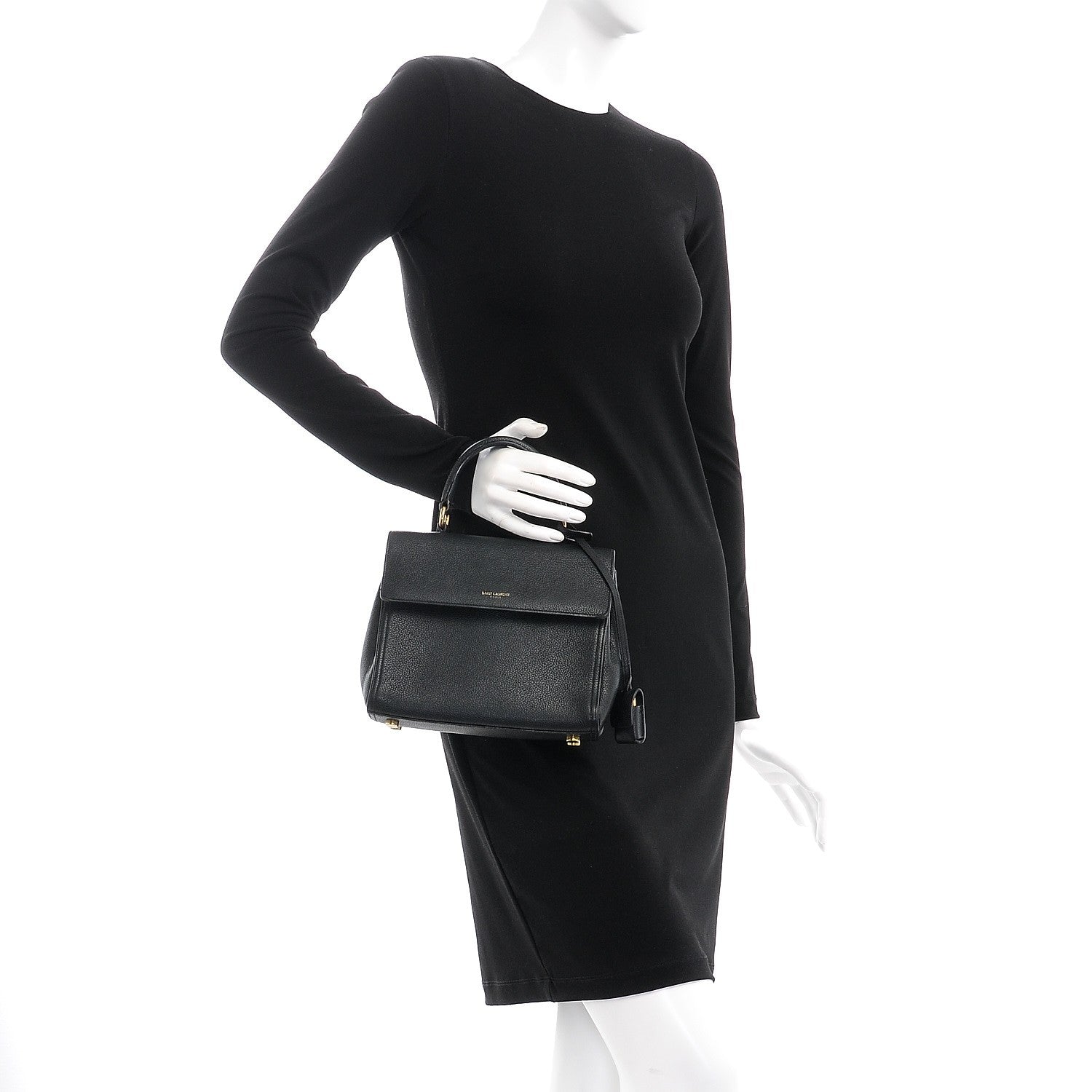 Saint Laurent Grained Calfskin Small Moujik Top Handle Bag Black 3 of 9
