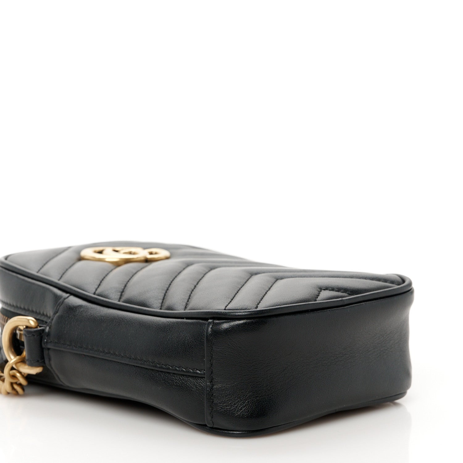 Gucci Calfskin Matelasse Mini GG Marmont Crossbody Bag Black 9 of 11