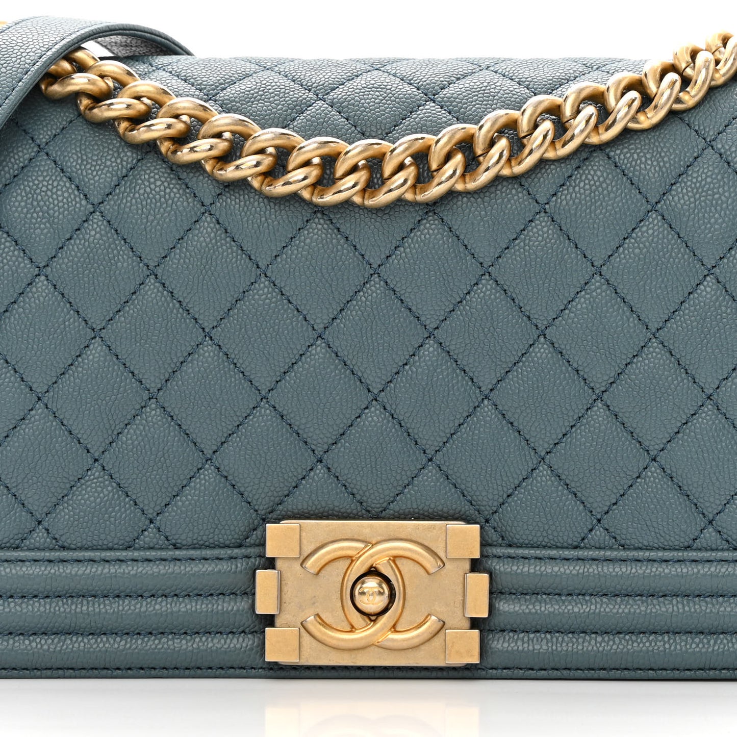 Caviar Quilted Medium Boy Flap Blue