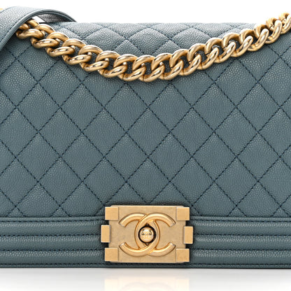 Chanel Caviar Quilted Medium Boy Flap Blue 8 of 17