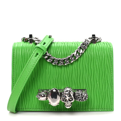Alexander McQueen Lambskin Pleated Knuckle Shoulder Bag Green 1 of 8