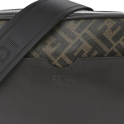Fendi Shiny Glazed Fabric Vitello Cover FF 1974 Logo Medium Camera Case Tobacco Moro Giallo Ebano 9 of 13