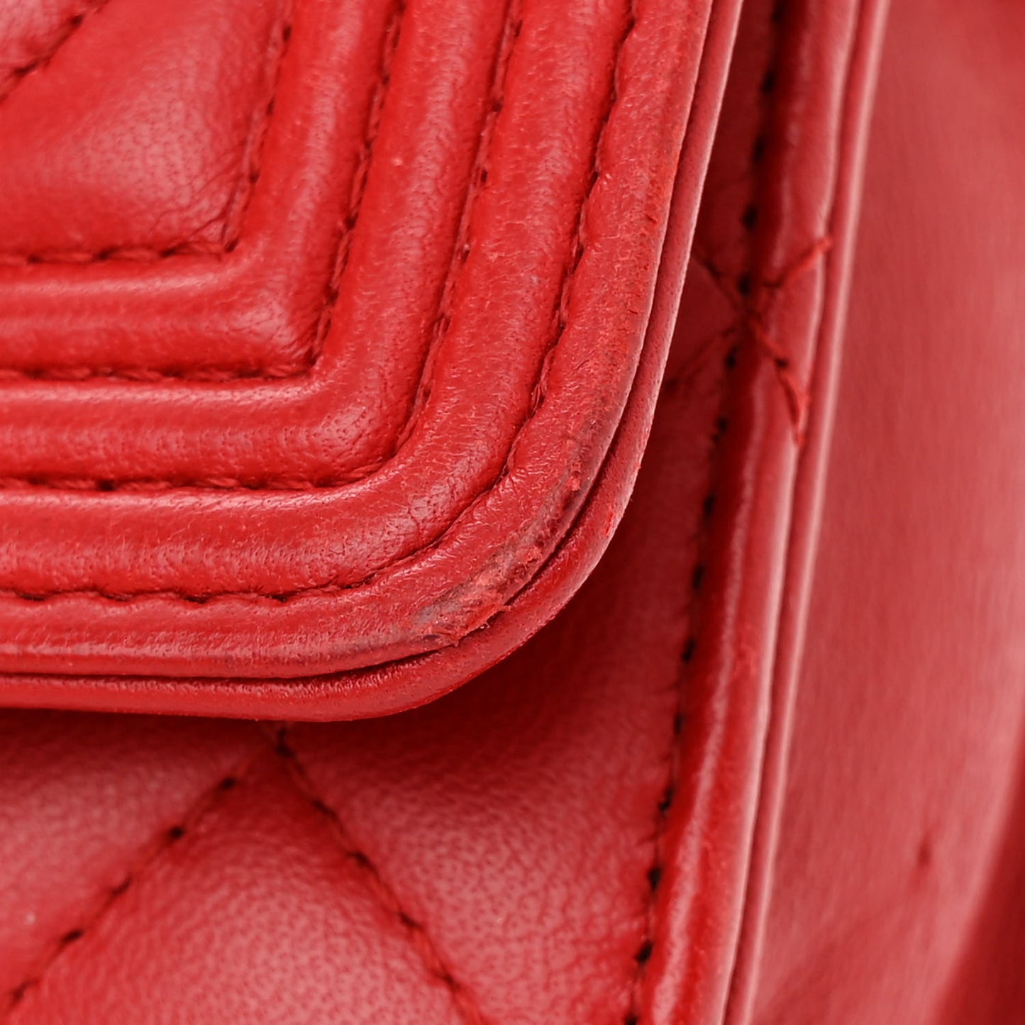 Lambskin Quilted Boy Wallet On Chain WOC Red