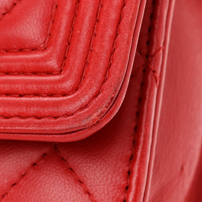 Chanel Lambskin Quilted Boy Wallet On Chain WOC Red 12 of 14