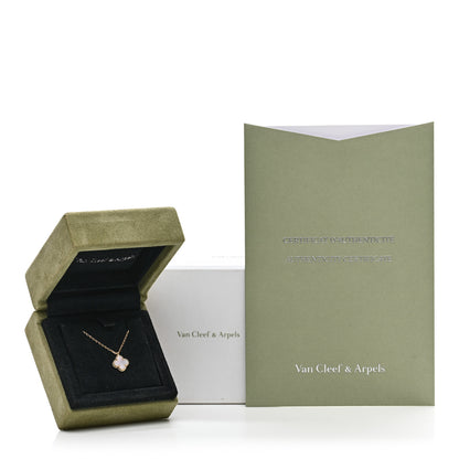 Van Cleef & Arpels 18K Yellow Gold Mother of Pearl Sweet Alhambra Pendant Necklace 6 of 6