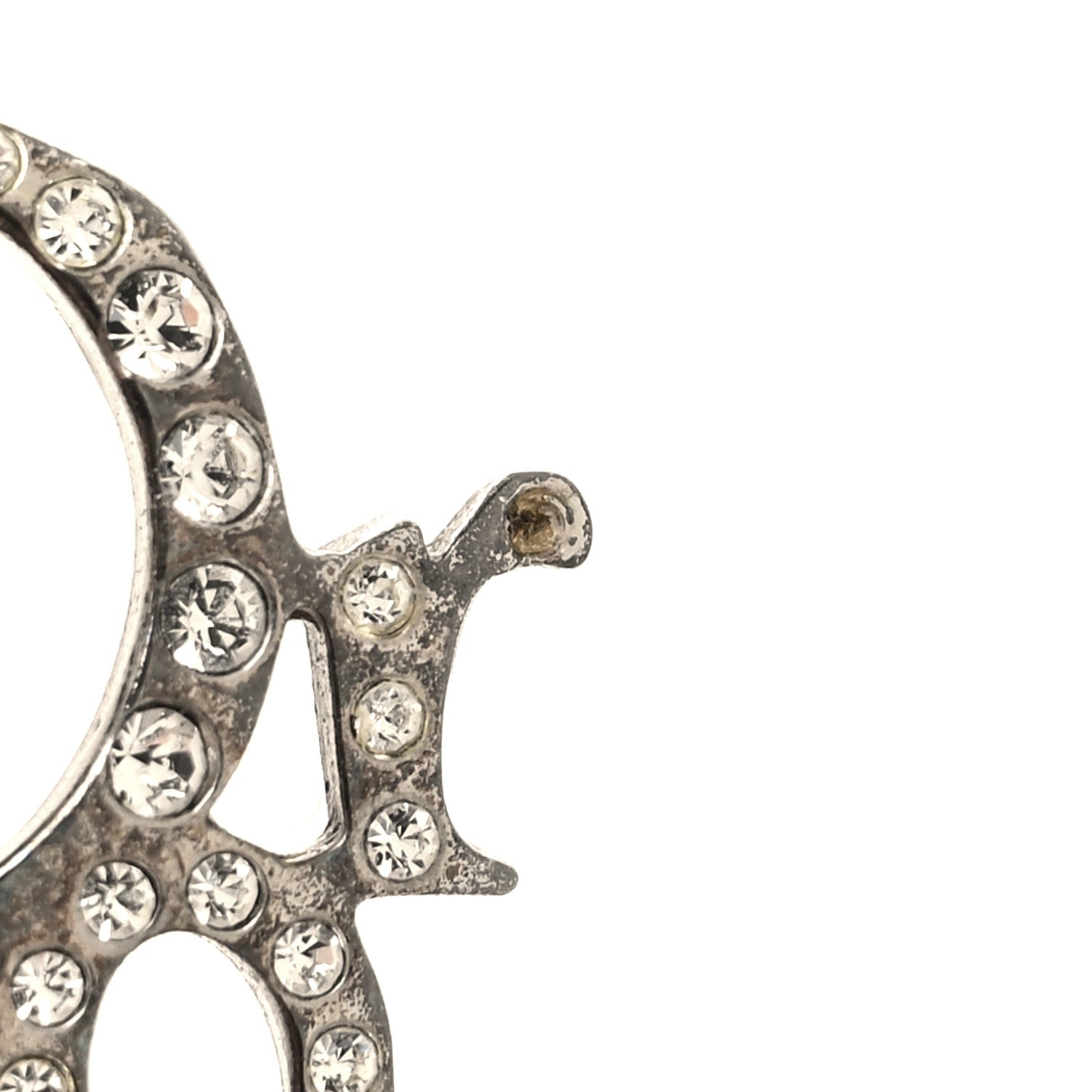 Christian Dior Crystal Logo Earrings Silver 5 of 6