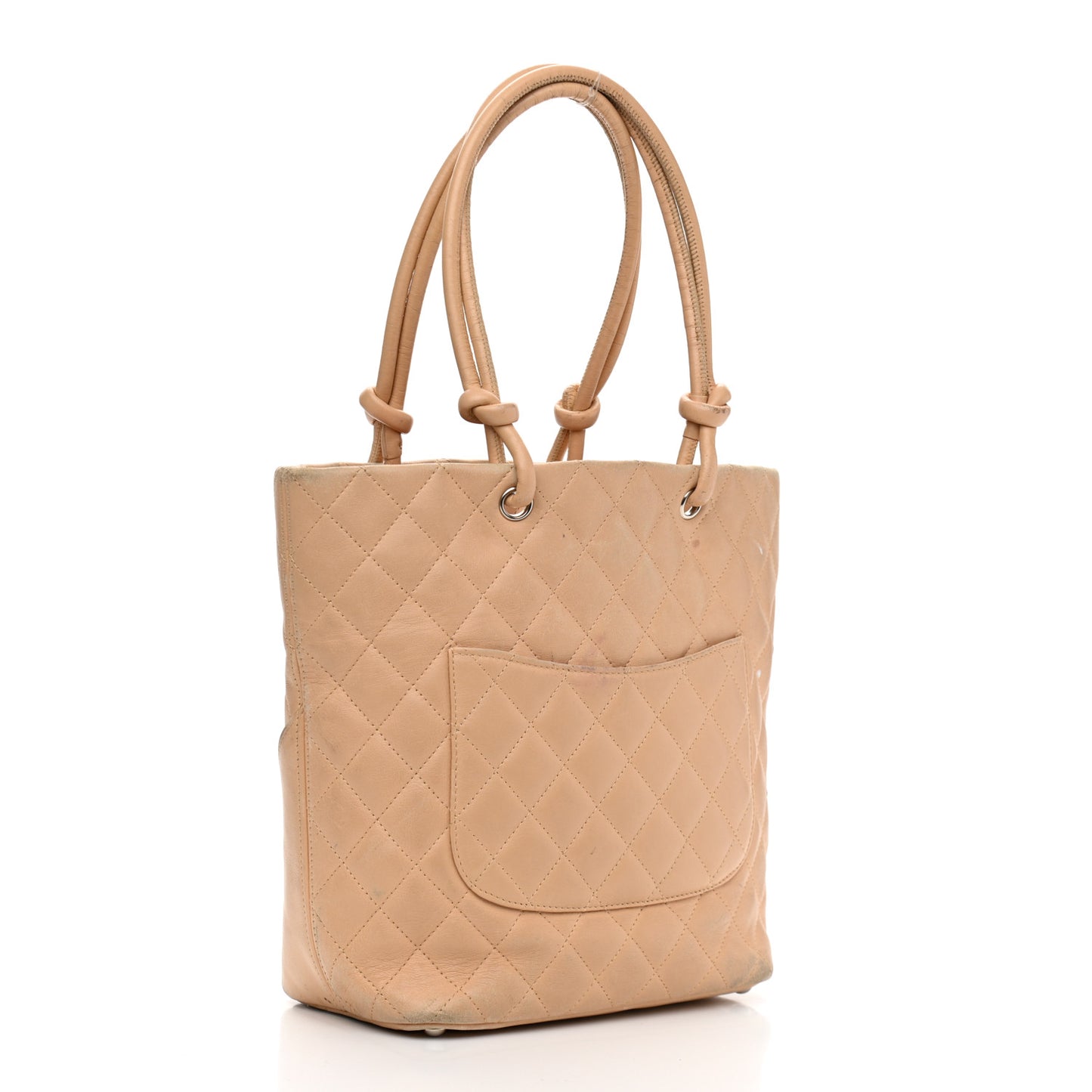 Calfskin Quilted Medium Cambon Tote Beige