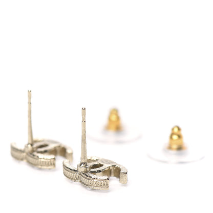 Chanel Pearl Crystal CC Stud Earrings Gold 3 of 4