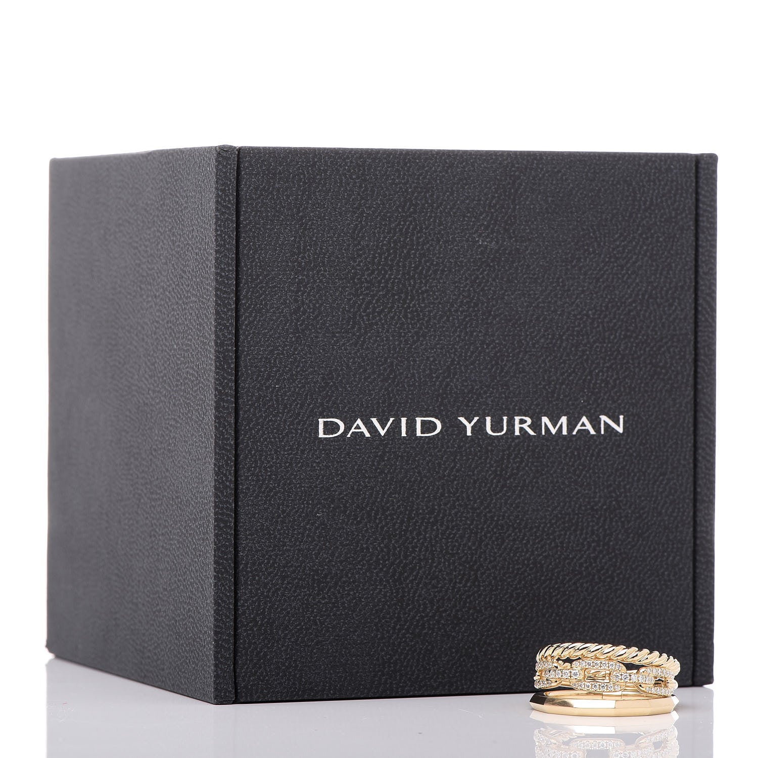 David Yurman 18K Yellow Gold Diamond 9.5mm Stax Three-Row Ring 54 6.75 7 of 7