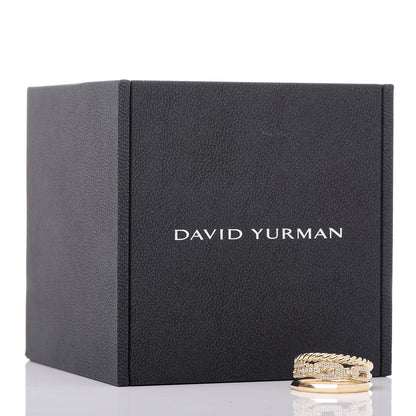 David Yurman 18K Yellow Gold Diamond 9.5mm Stax Three-Row Ring 54 6.75 7 of 7