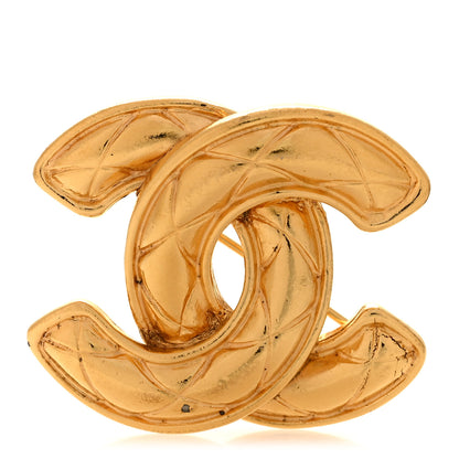 Chanel Metal Quilted Large CC Brooch Gold 1 of 4