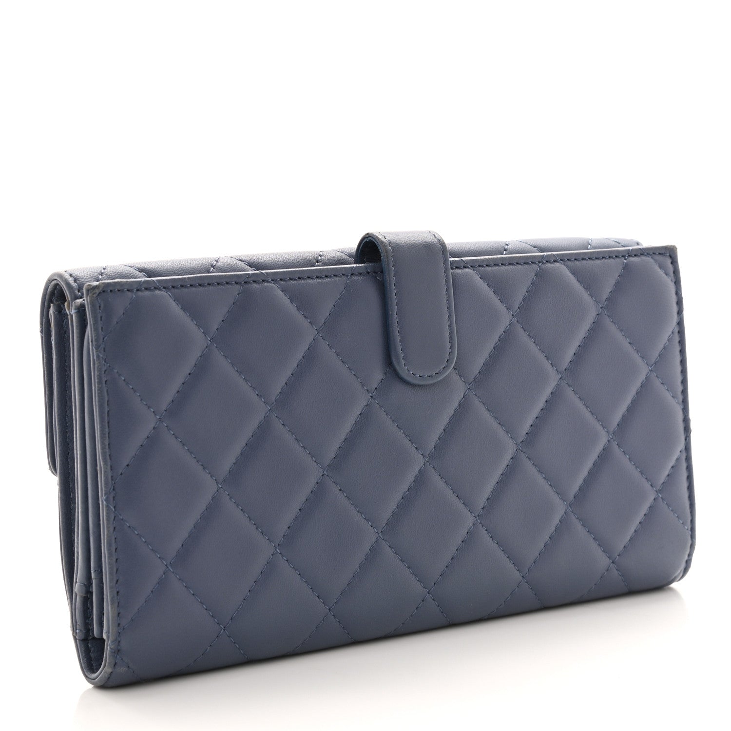 Chanel Lambskin Quilted Long Flap Wallet Blue 3 of 9