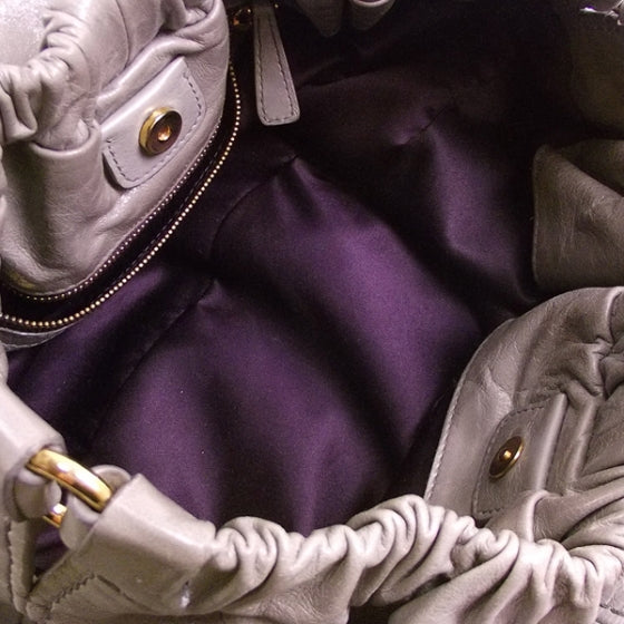 Nappa Frame Gathered Tote Lux Astro Grey
