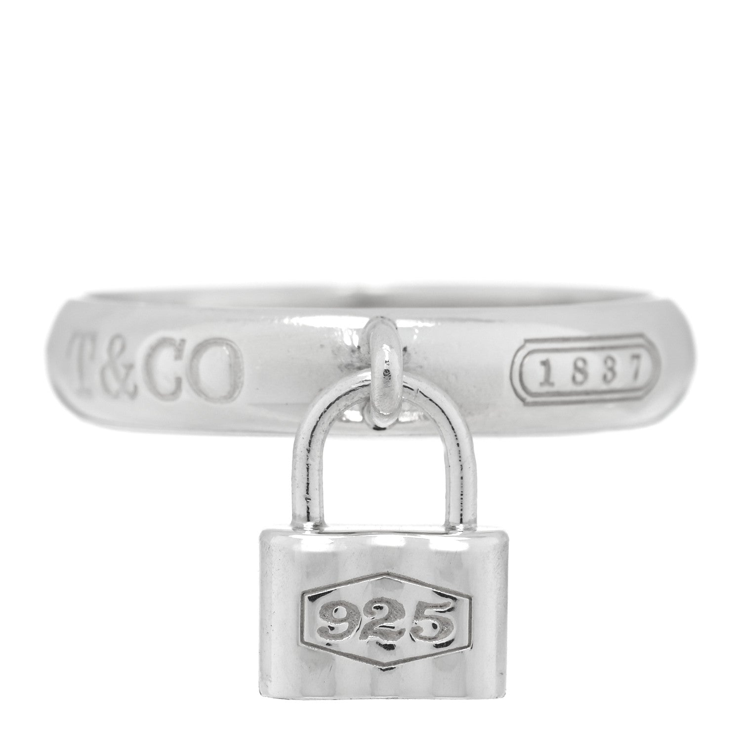 Tiffany Sterling Silver 1837 Lock Charm Ring 56 7.5 1 of 4