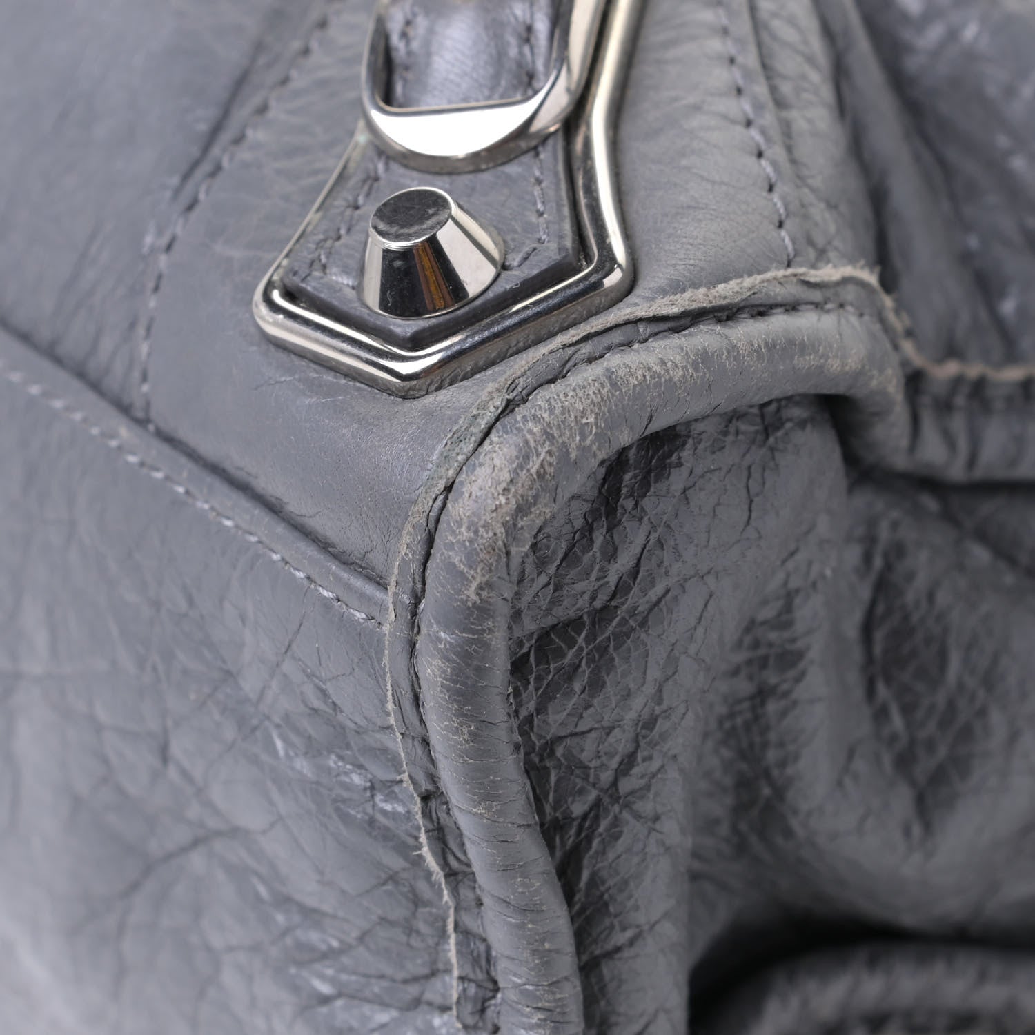 Balenciaga Chevre Silver Metallic Edge Hardware Mini City Gris Cendre 6 of 7