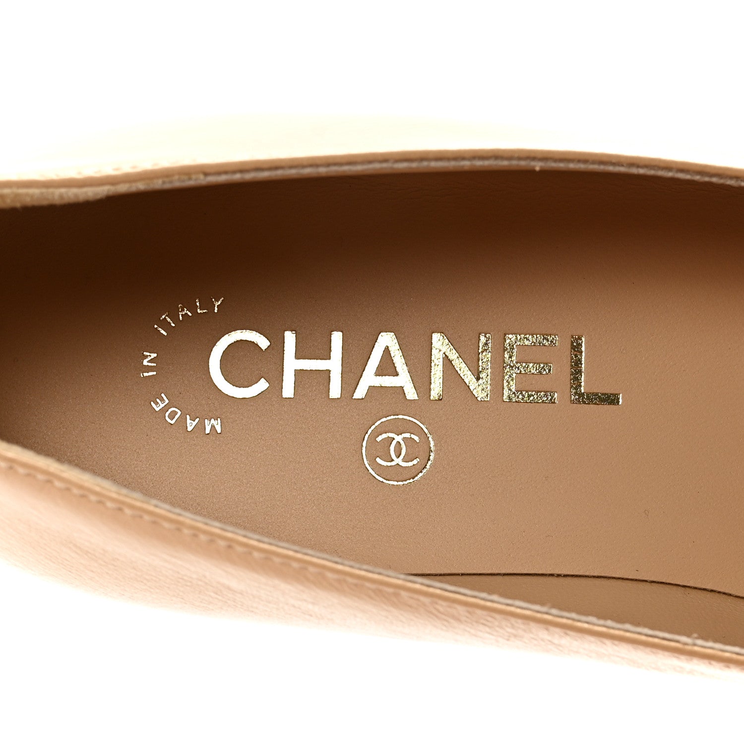 Chanel Lambskin Grosgrain Pointed Toe CC Ballet Flats 38 Beige Black 8 of 9