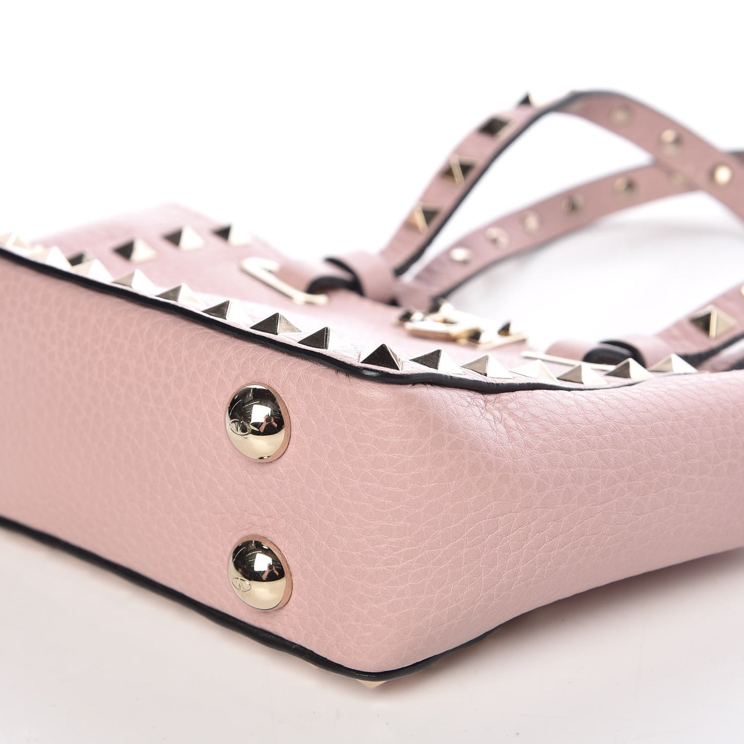 Grained Calfskin Micro Rockstud Tote Cipria