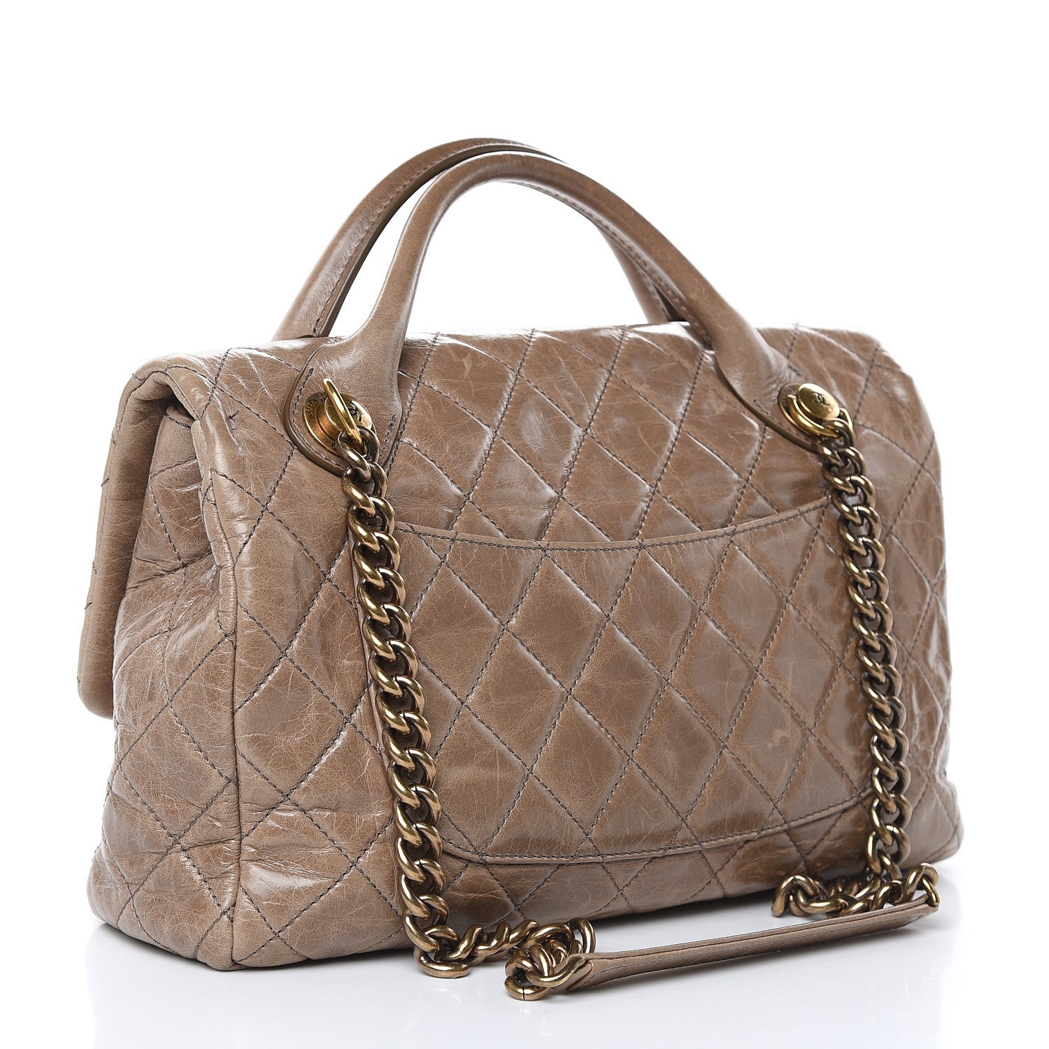 Chanel Glazed Calfskin Castle Rock Medium Flap Dark Beige 3 of 17