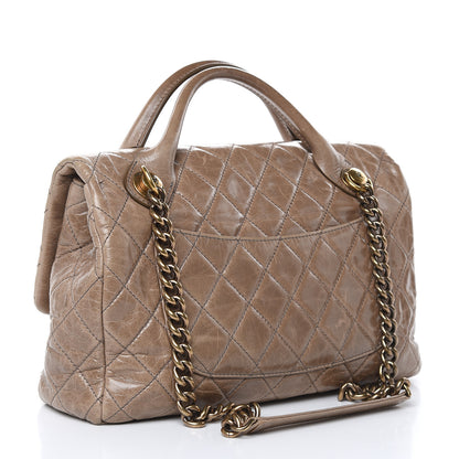 Chanel Glazed Calfskin Castle Rock Medium Flap Dark Beige 3 of 17