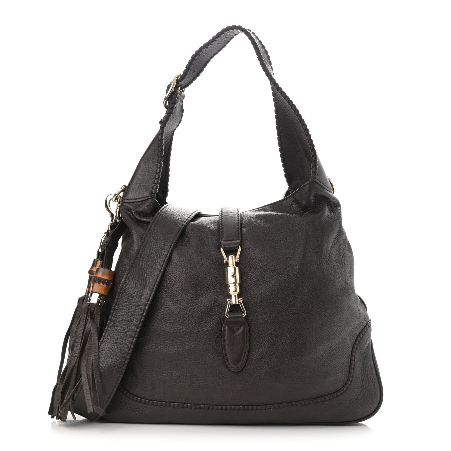 Gucci Pebbled Calfskin Medium New Jackie Shoulder Bag Brown 1 of 13