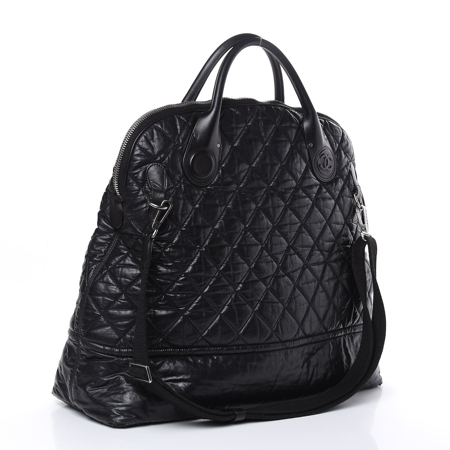 Chanel Coated Canvas Quilted Large Garment Travel Bag Black 4 of 16