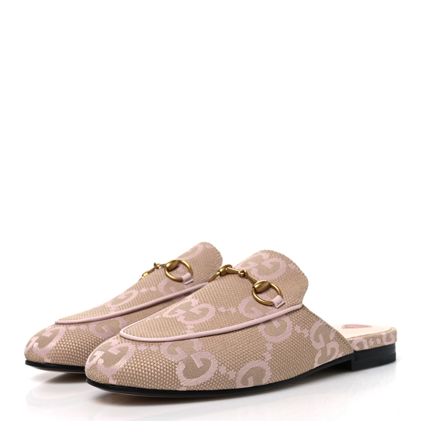 Monogram Macro GG Nappa Charlotte Womens Princetown Slippers 36 Beige Perfect Pink