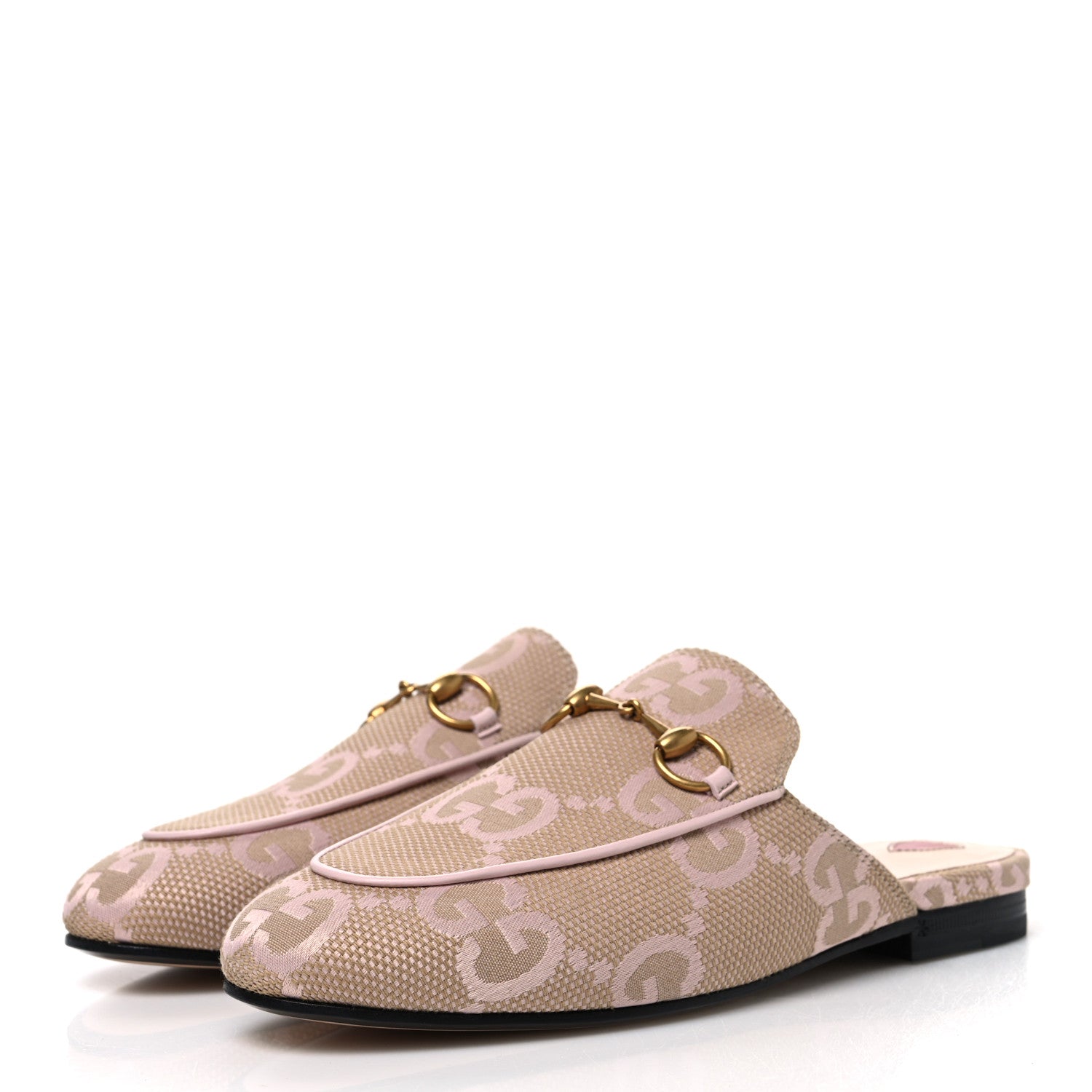 Gucci Monogram Macro GG Nappa Charlotte Womens Princetown Slippers 36 Beige Perfect Pink 4 of 11