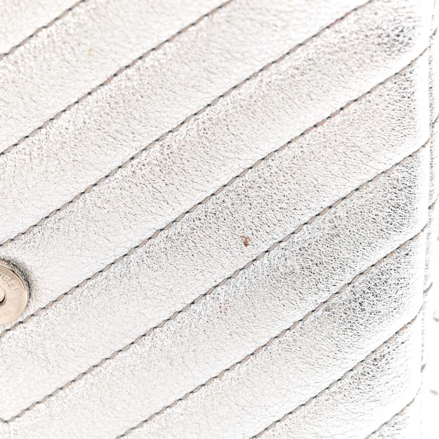 Metallic Lambskin Quilted Double Flap Bag Silver