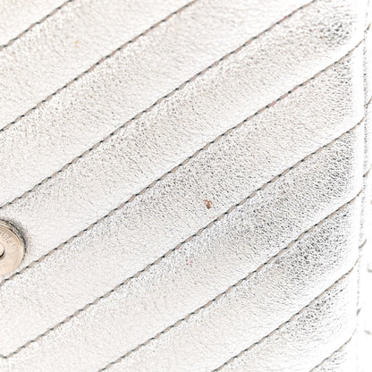 Saint Laurent Metallic Lambskin Quilted Double Flap Bag Silver 16 of 16