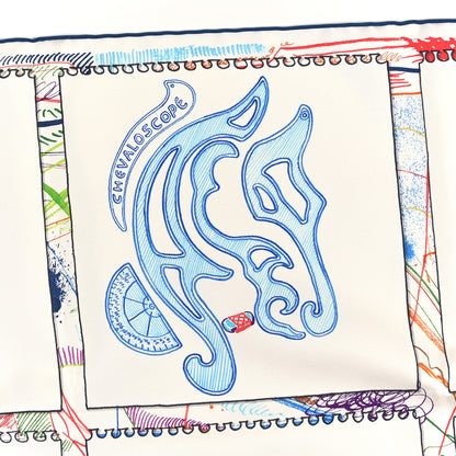 Hermes Silk Chevaloscope Scarf 90 White Bleu Multicolor 2 of 4