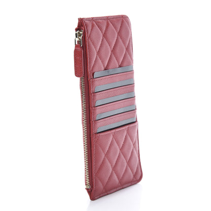 Chanel Caviar Quilted Classic Flat Wallet Pouch Red 3 of 8