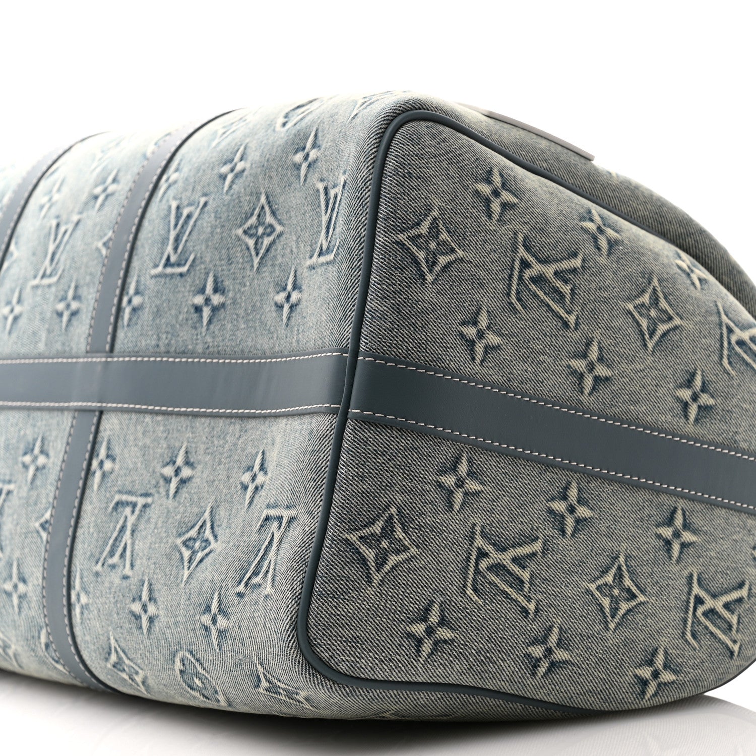 Louis Vuitton Monogram Washed Denim Keepall Bandouliere 50 Blue