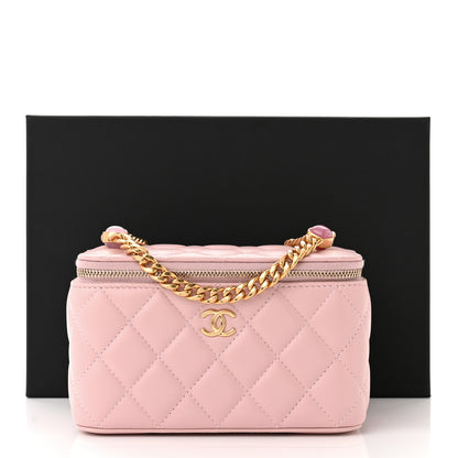 Chanel Lambskin Resin Quilted Vanity Case With Chain Light Pink 11 of 11