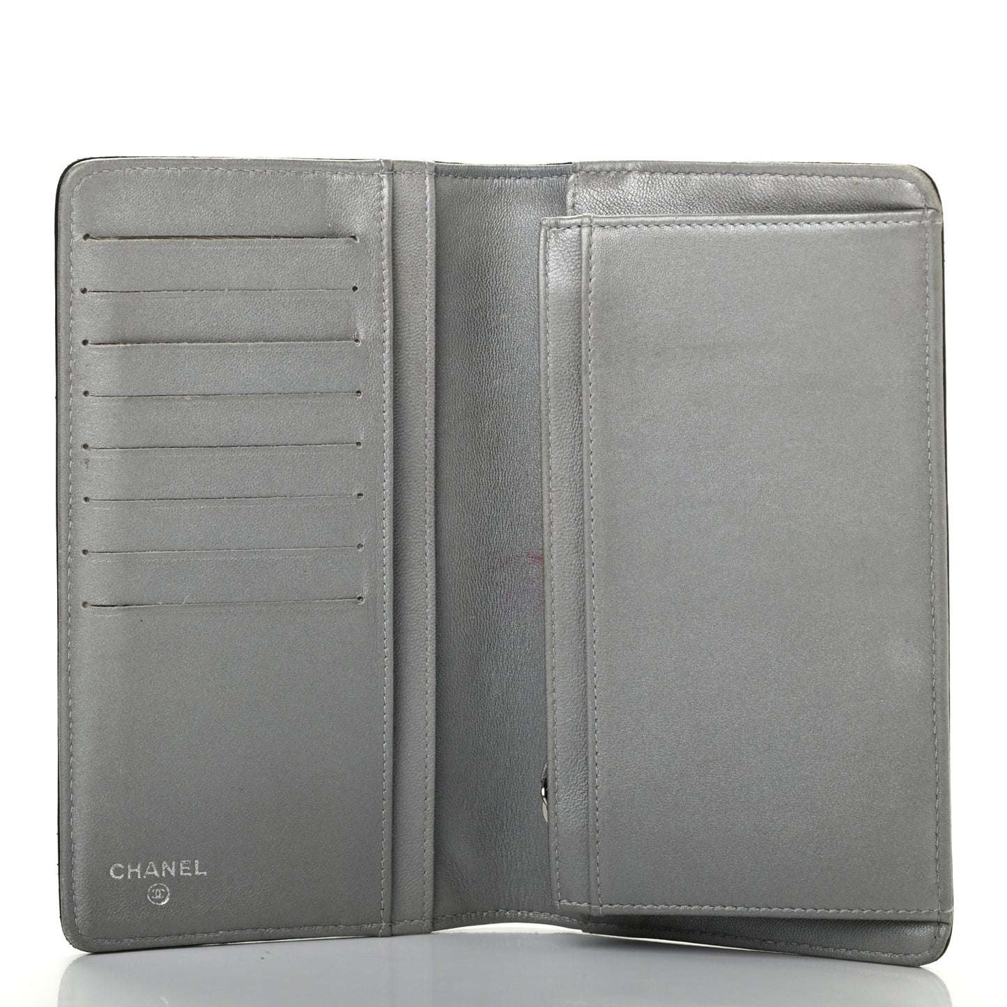 Lambskin Camellia Embossed Yen Wallet Black
