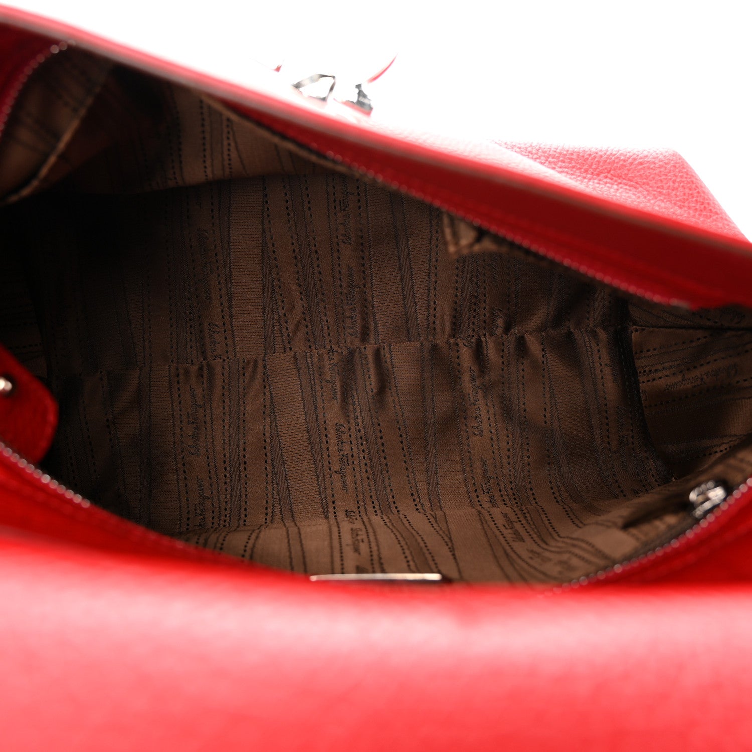 Salvatore Ferragamo Grained Calfskin Sofia Satchel Red 5 of 10