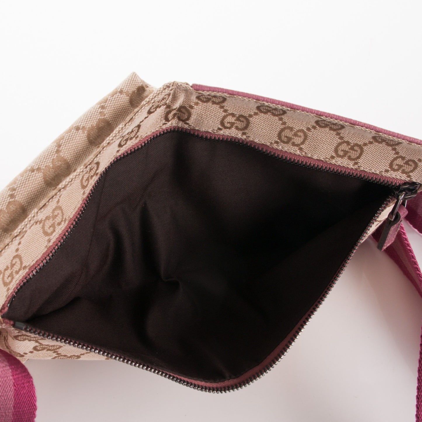 GG Monogram Web Double Pocket Belt Bag Pink