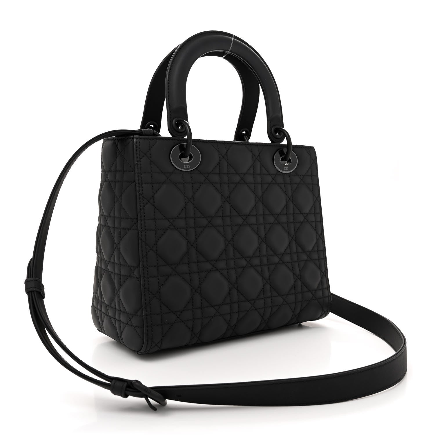 Christian Dior Ultra Matte Calfskin Cannage Medium Lady Dior Black 3 of 11