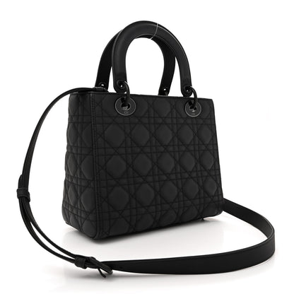 Christian Dior Ultra Matte Calfskin Cannage Medium Lady Dior Black 3 of 11