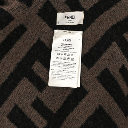 Fendi Wool Cashmere FF Print Poncho Tobacco Black 3 of 3