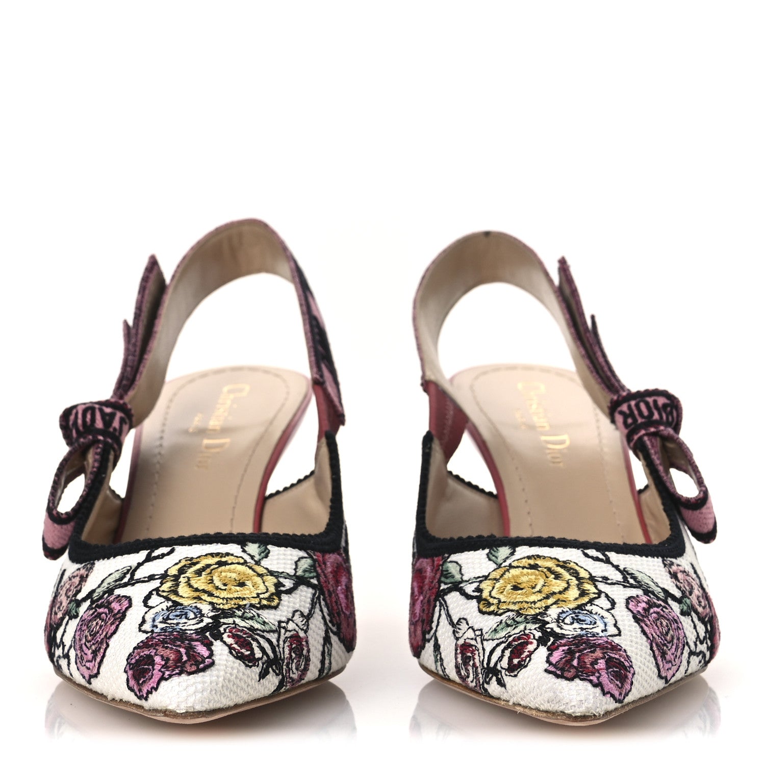 Christian Dior Canvas Embroidered Florilegio J'Adior Slingback 65mm Pumps 38.5 White Multicolor 3 of 13