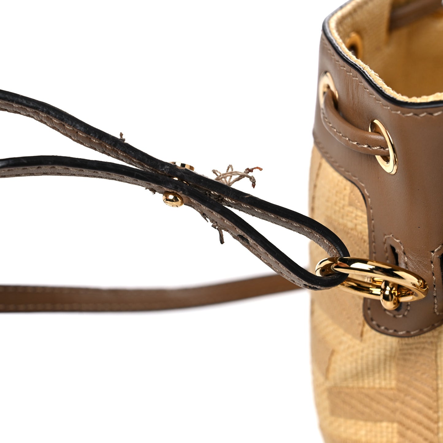 Raffia Vitello King Lucido F is Fendi FF Embroidered Mini Mon Tresor Bucket Bag Grano Sand