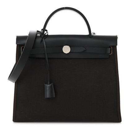 Hermes Military Toile Vache Hunter Herbag Zip 31 PM Ebene Black 1 of 11