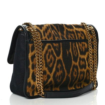 Saint Laurent Smooth Calfskin Canvas Leopard Print Medium Niki Chain Satchel Light Natural 3 of 10