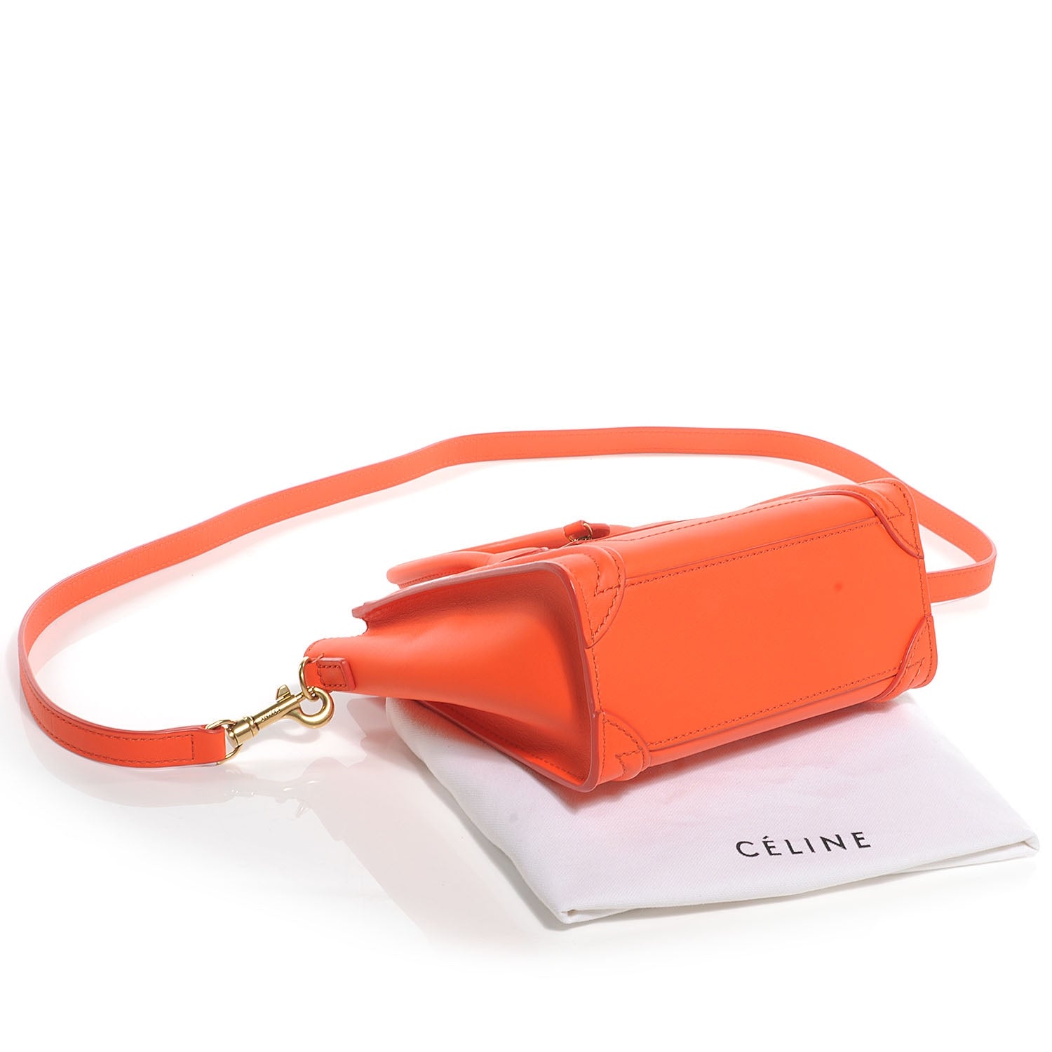 Celine Smooth Calfskin Nano Luggage Fluo Orange 4 of 7
