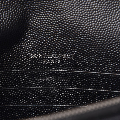 Saint Laurent Grain De Poudre Matelasse Chevron Monogram Envelope Chain Wallet Black 8 of 9
