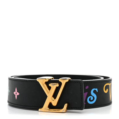 Louis Vuitton Calfskin 35mm LV New Wave Belt 80 32 Black 1 of 8